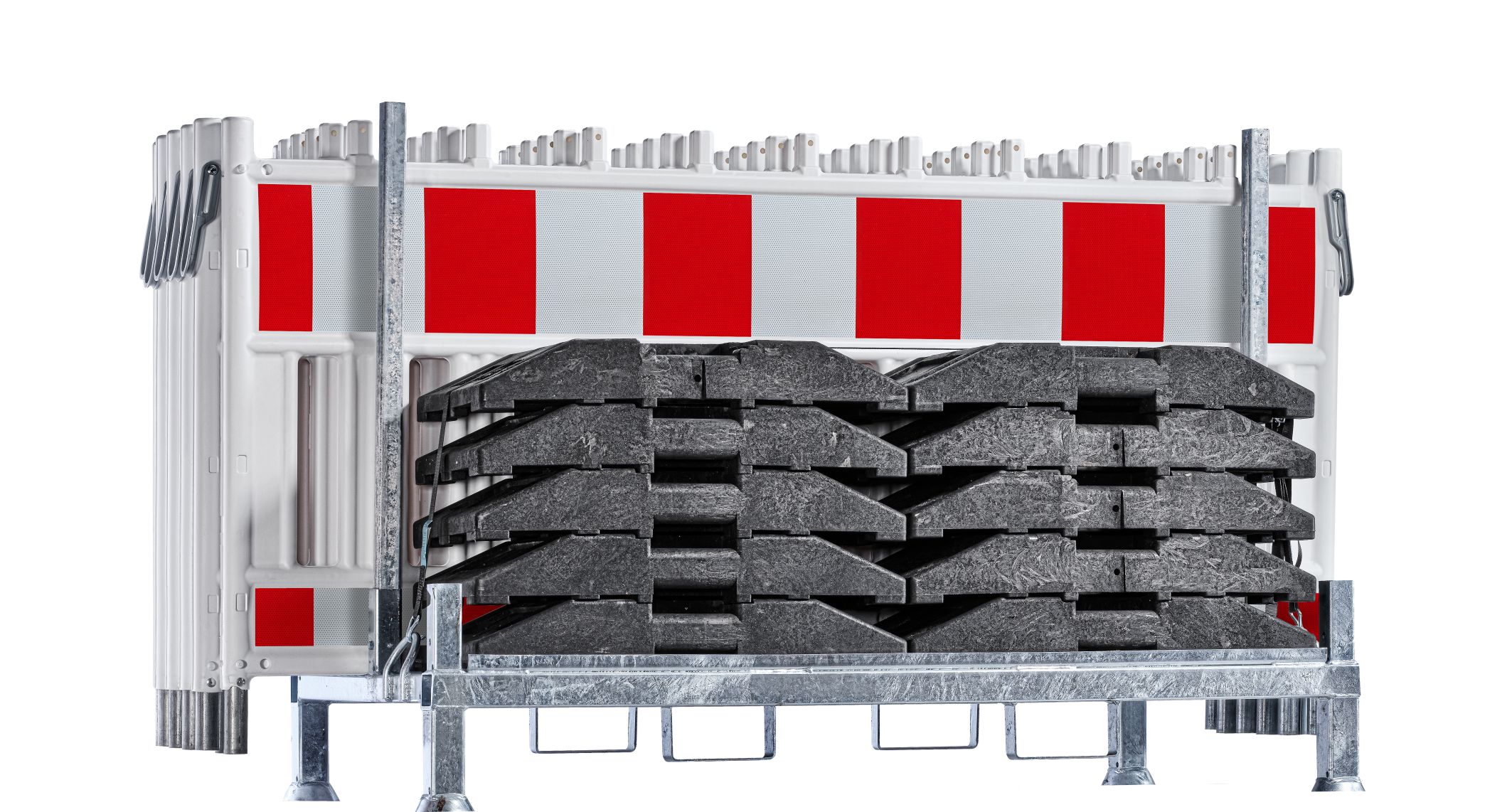 Kombigestell für Absturzsicherung & Fußplatten, gefüllt