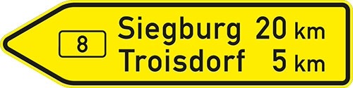 VZ 415-10, Pfeilwegweiser auf Bundesstraßen, linksweisend