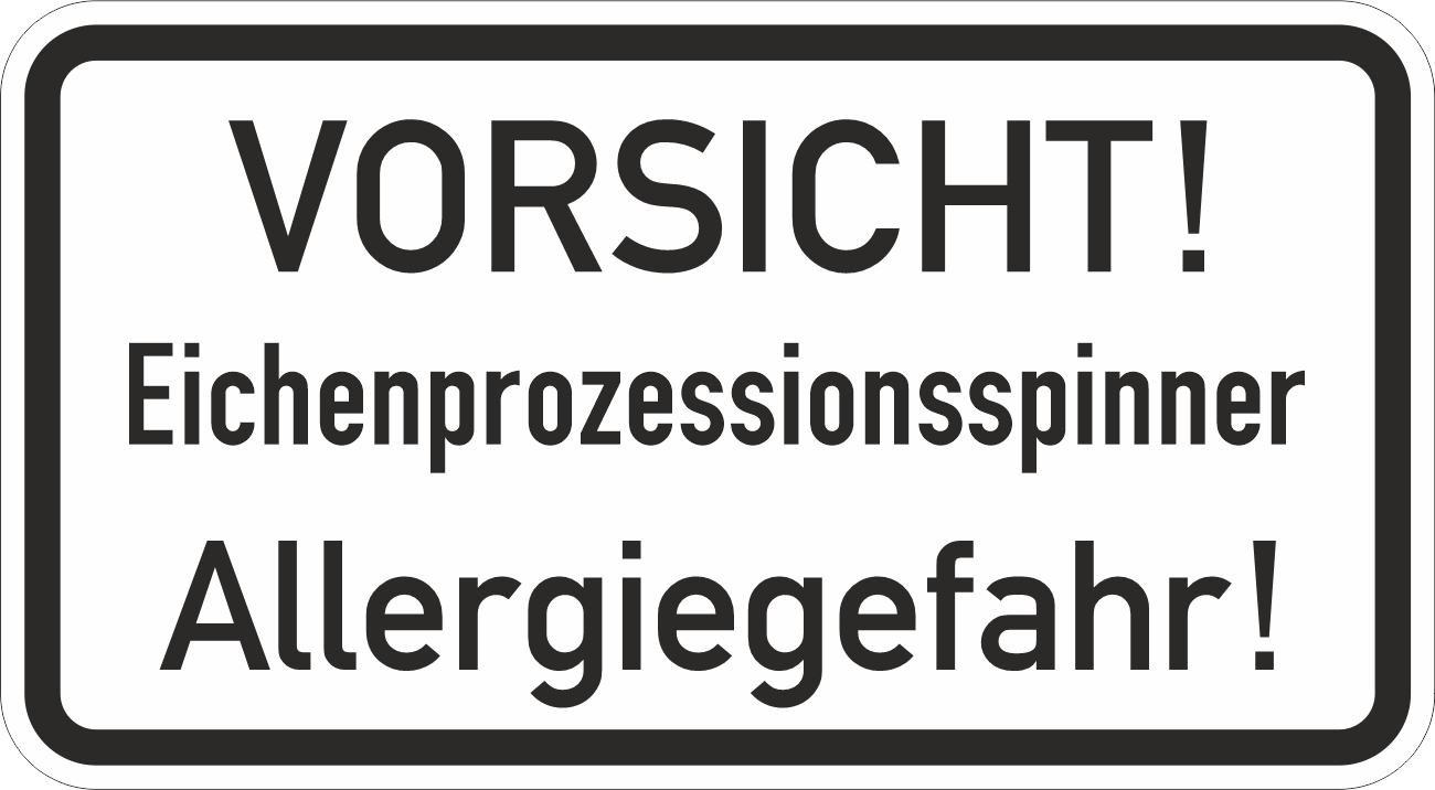 Warnschild Eichenprozessionsspinner „VORSICHT“ (schwarzer Rahmen) – Allergiegefa